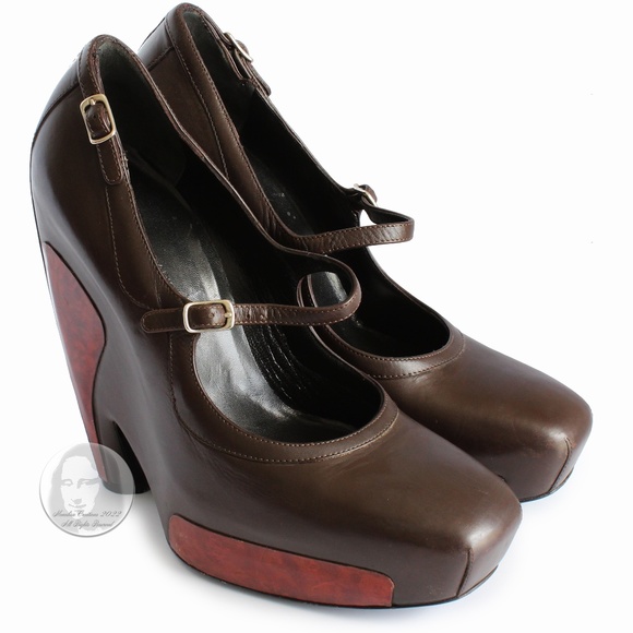 Balenciaga Platforms Nicolas Ghesquière Mary Jane Leather Heels F/W 2006 Sz 38 - Picture 1 of 10